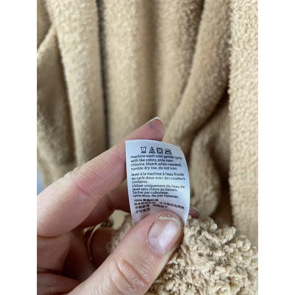 Barefoot Dreams Cozy Chic Wrap Long Robe Unisex Size 1 Tan Fluffy Soft Comfy - Picture 7 of 10